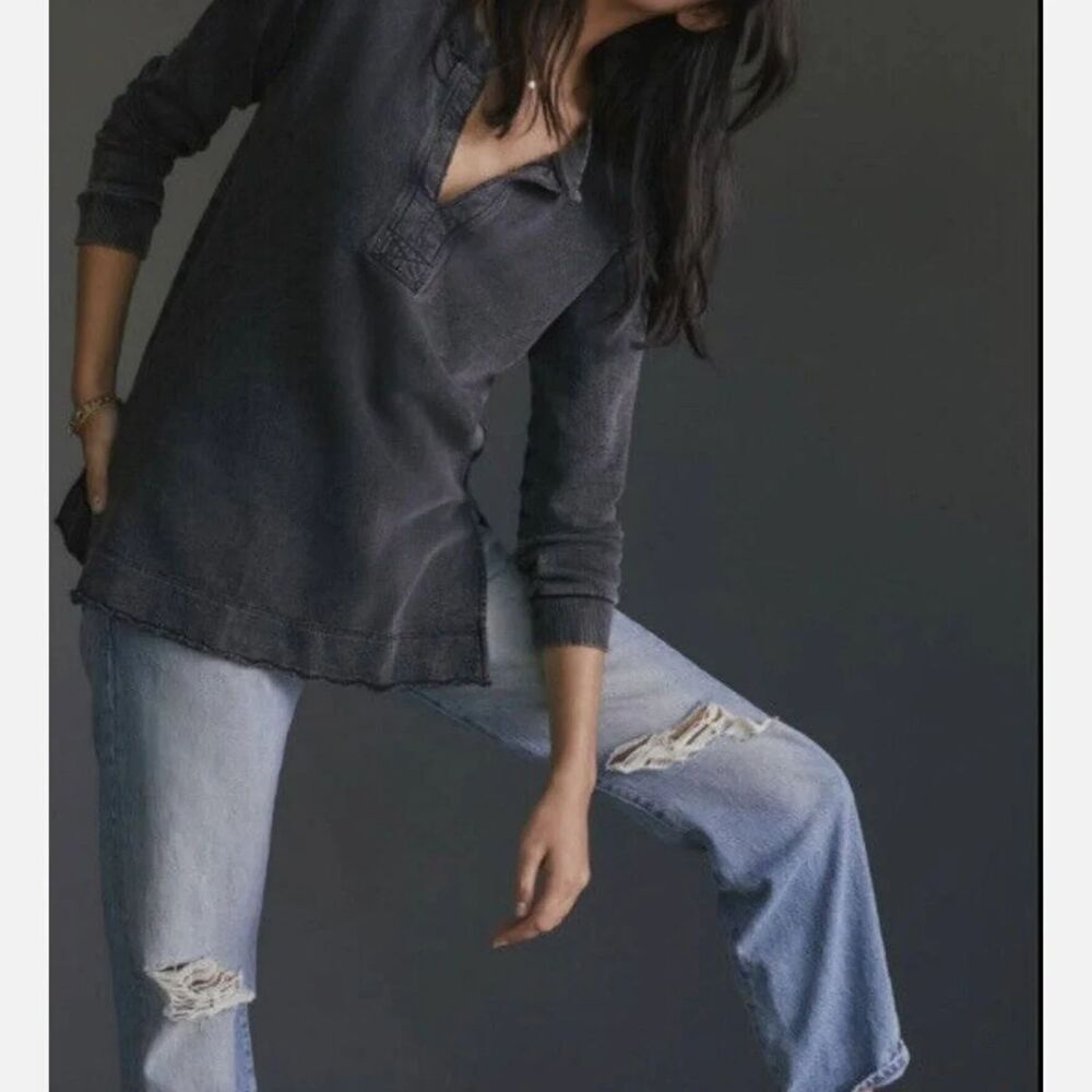 Anthropologie Pilcro Split Hem Tunic Distressed Sweatshirt size medium